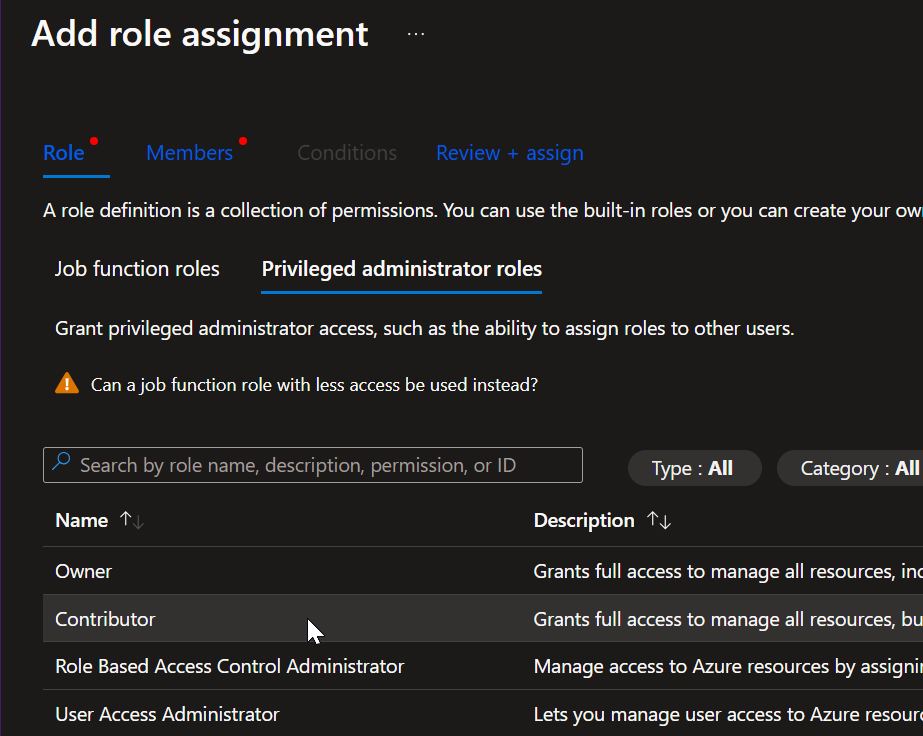 Assign Contributor Role