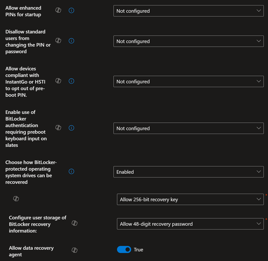 bitlocker policy settings