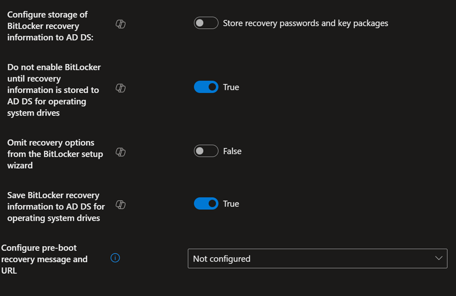 bitlocker policy settings
