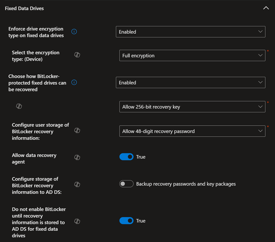 bitlocker policy settings