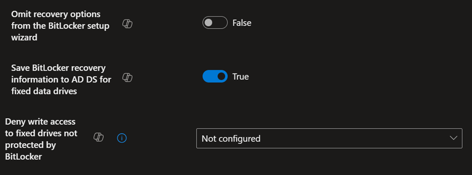 bitlocker policy settings
