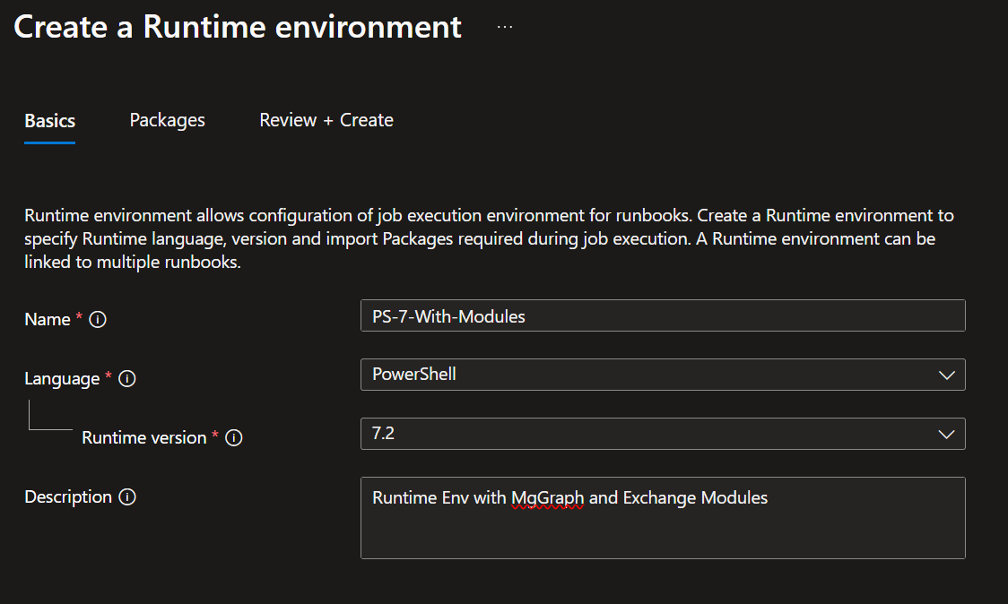Create Runtime Env