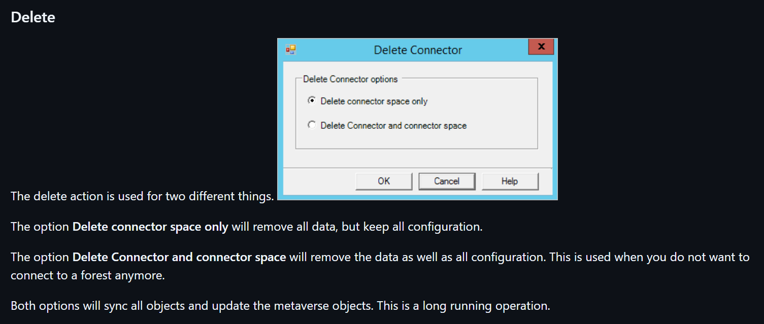 Delete connector space